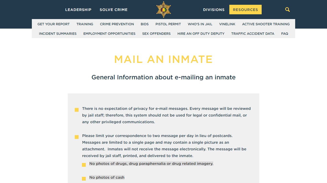 Mail an Inmate | Tuscaloosa County Sheriff's Office